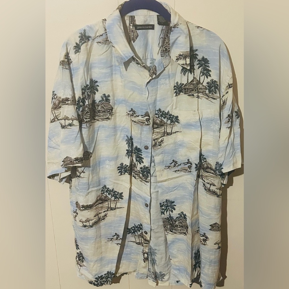 Pierre Cardin men’s Large Button Down palm tree shirt
